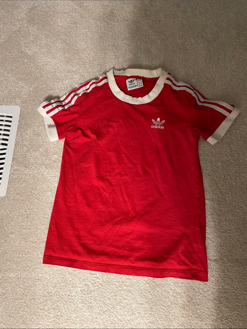 Adidas Originals Red 3 Stripes T Shirt